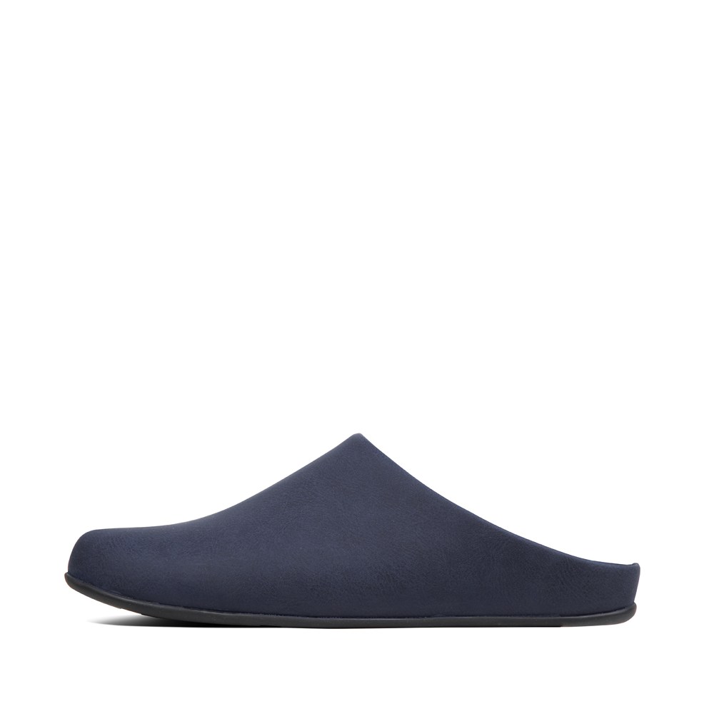 Fitflop Mens Slippers Navy - Shove Leather Mule - 72GDVCZPI